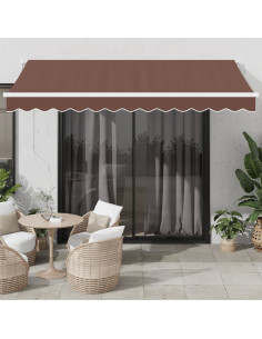 Tenda da Sole Retrattile Automatica con LED Marrone 350x250 cm