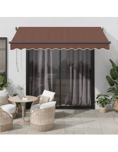 Tenda da Sole Retrattile Automatica con LED Marrone 350x250 cm