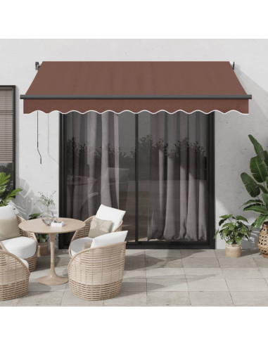 Tenda da Sole Retrattile Automatica con LED Marrone 350x250 cm