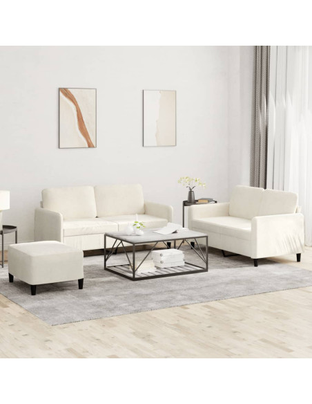 Set di Divani 3 pz Crema in Velluto