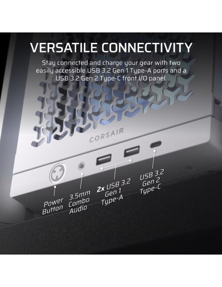 Corsair FRAME 4000D RS ARGB White Midi Tower Vetro Temperato No-Power Mini-ITX/mATX/ATX/E-ATX