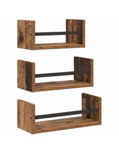 Set mensole da parete 3 pcs Legno vecchio 40x16x14cm 2