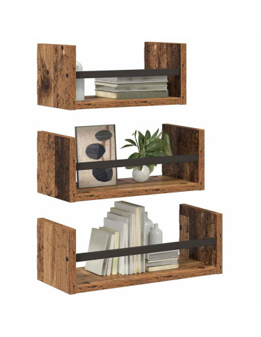 Set mensole da parete 3 pcs Legno vecchio 40x16x14cm