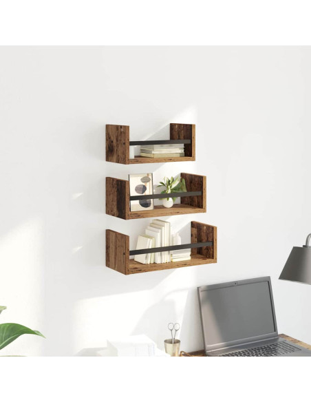 Set mensole da parete 3 pcs Legno vecchio 40x16x14cm