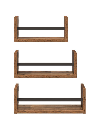 Set mensole da parete 3 pcs Legno vecchio 40x16x14cm