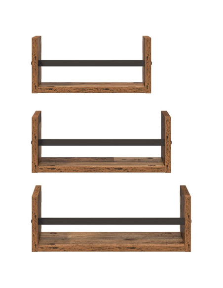 Set mensole da parete 3 pcs Legno vecchio 40x16x14cm