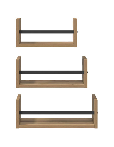Set mensole da parete 3 pcs Rovere artigianale 40x16x14cm