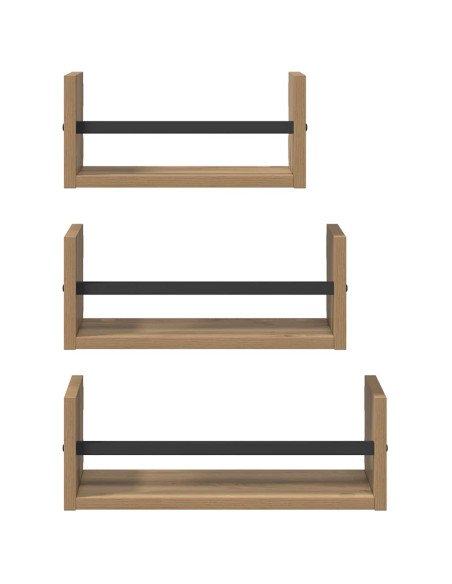 Set mensole da parete 3 pcs Rovere artigianale 40x16x14cm