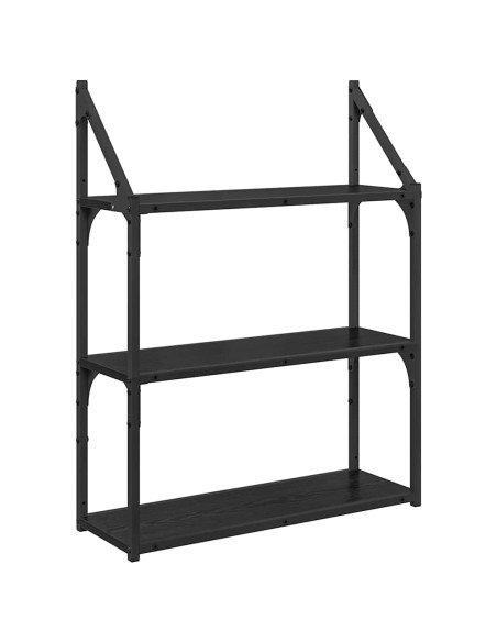Scaffale da parete Rovere Nero 60 x 21 x 78,5 cm