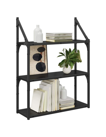 Scaffale da parete Rovere Nero 60 x 21 x 78,5 cm