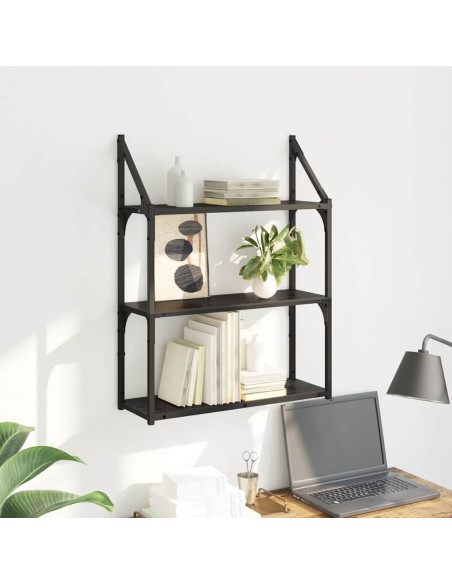 Scaffale da parete Rovere Nero 60 x 21 x 78,5 cm