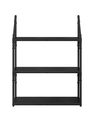 Scaffale da parete Rovere Nero 60 x 21 x 78,5 cm