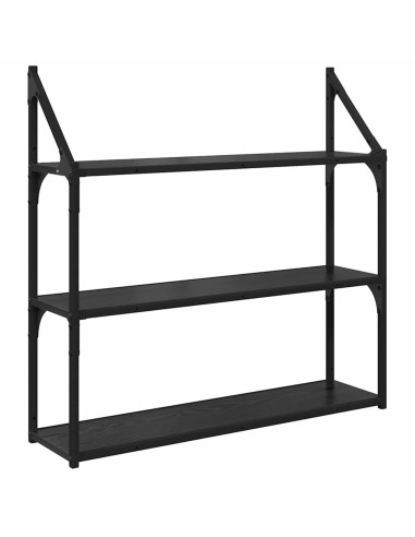 Scaffale da parete Rovere Nero 80 x 21 x 78,5 cm