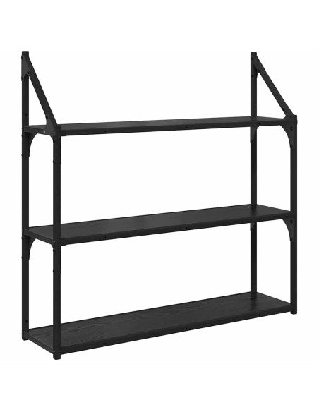 Scaffale da parete Rovere Nero 80 x 21 x 78,5 cm