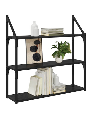 Scaffale da parete Rovere Nero 80 x 21 x 78,5 cm