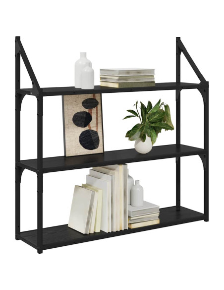 Scaffale da parete Rovere Nero 80 x 21 x 78,5 cm