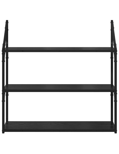 Scaffale da parete Rovere Nero 80 x 21 x 78,5 cm