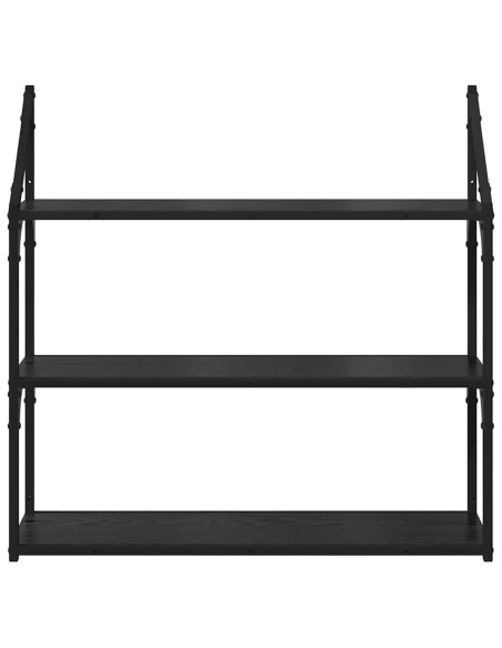 Scaffale da parete Rovere Nero 80 x 21 x 78,5 cm