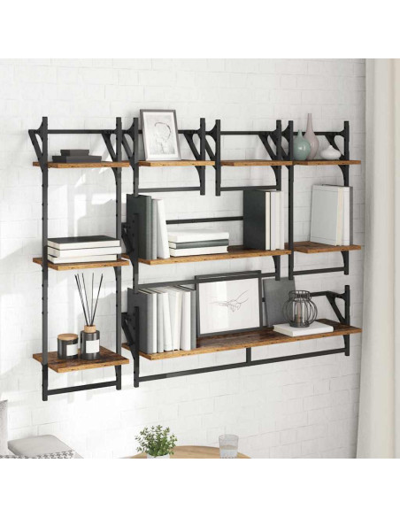 Set mensole da parete 6 pcs Legno vecchio 100 x 25 x 30 cm