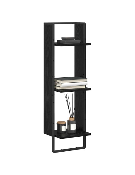 Scaffale da parete con lo scaffale Rovere Nero 30 x 25 x 100 cm