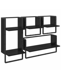 Set mensole da parete 4 pcs Rovere Nero 65 x 25 x 30 cm 2