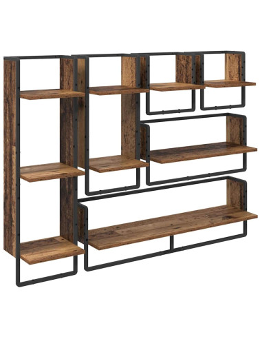 Set mensole da parete 6 pcs Legno vecchio 100 x 25 x 30 cm