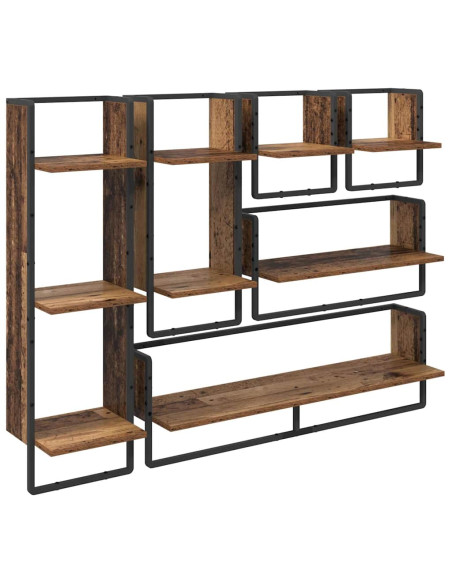 Set mensole da parete 6 pcs Legno vecchio 100 x 25 x 30 cm