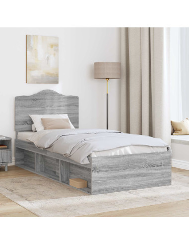 Struttura del letto Grigio Sonoma 90 x 190 cm Pino massello