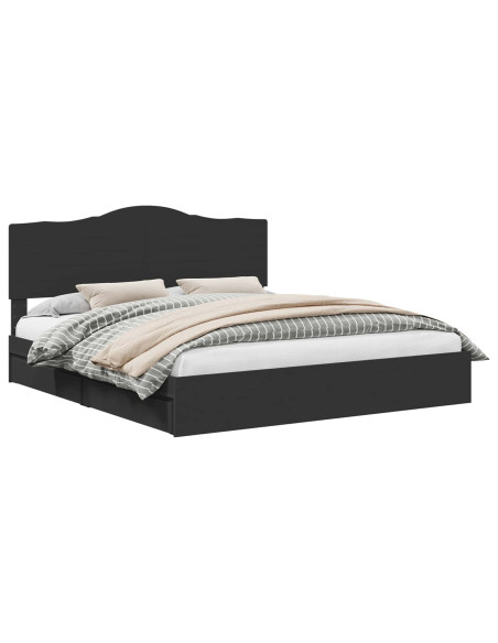 Letto con Contenitore Nero 200 x 200 cm Legno multistrato
