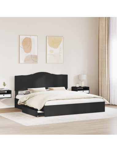 Letto con Contenitore Nero 200 x 200 cm Legno multistrato