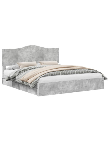 Letto con Contenitore con testiera Grigio cemento 200 x 200 cm