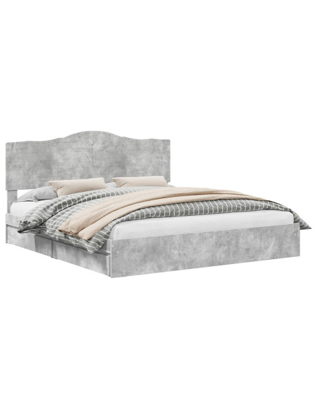 Letto con Contenitore con testiera Grigio cemento 200 x 200 cm