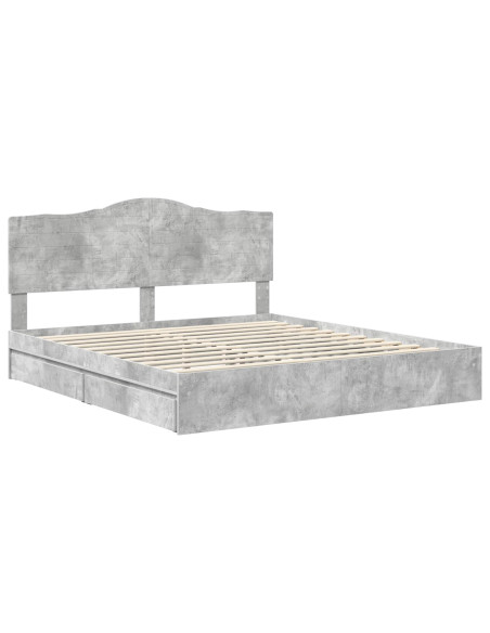 Letto con Contenitore con testiera Grigio cemento 200 x 200 cm