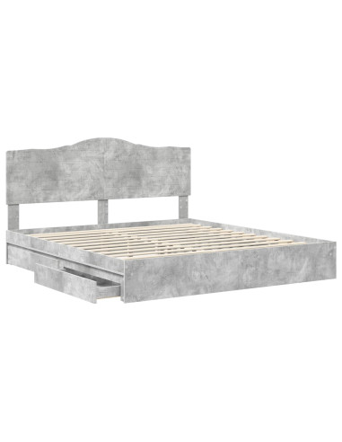 Letto con Contenitore con testiera Grigio cemento 200 x 200 cm