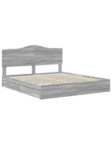 Letto con Contenitore con testiera Grigio Sonoma 200 x 200 cm