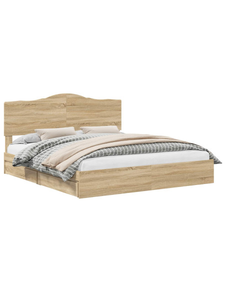 Letto con Contenitore con testiera Rovere Sonoma 180 x 200 cm