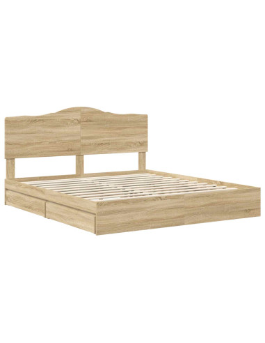 Letto con Contenitore con testiera Rovere Sonoma 180 x 200 cm