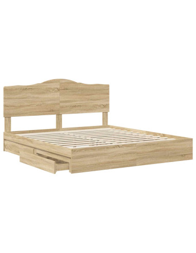 Letto con Contenitore con testiera Rovere Sonoma 180 x 200 cm