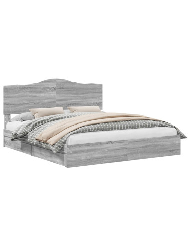 Letto con Contenitore con testiera Grigio Sonoma 180 x 200 cm