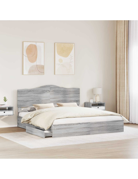 Letto con Contenitore con testiera Grigio Sonoma 180 x 200 cm