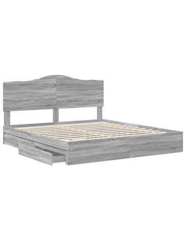Letto con Contenitore con testiera Grigio Sonoma 180 x 200 cm