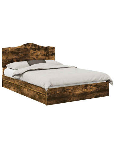 Letto con Contenitore con testiera Rovere fumé 160 x 200 cm