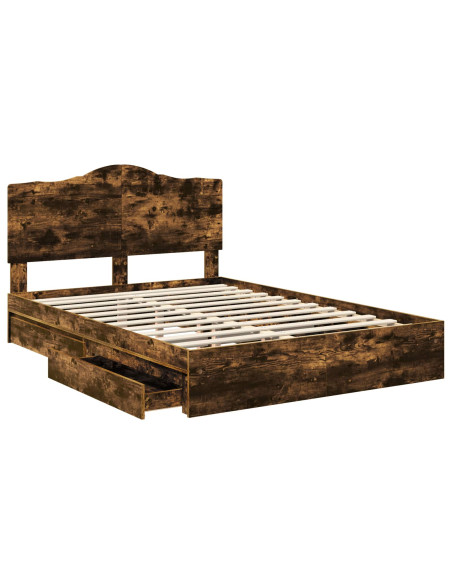 Letto con Contenitore con testiera Rovere fumé 160 x 200 cm