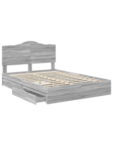 Letto con Contenitore con testiera Grigio Sonoma 160 x 200 cm