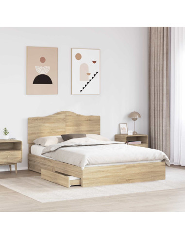 Letto con Contenitore con testiera Rovere Sonoma 150 x 200 cm