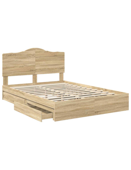 Letto con Contenitore con testiera Rovere Sonoma 150 x 200 cm