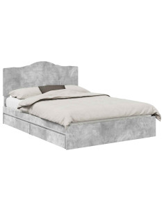 Letto con Contenitore con testiera Grigio cemento 150 x 200 cm 2