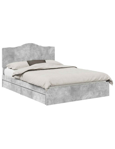 Letto con Contenitore con testiera Grigio cemento 150 x 200 cm