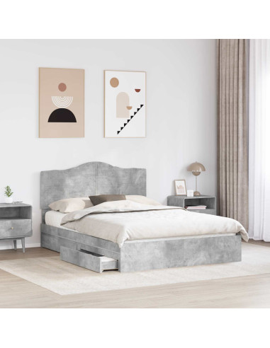 Letto con Contenitore con testiera Grigio cemento 150 x 200 cm