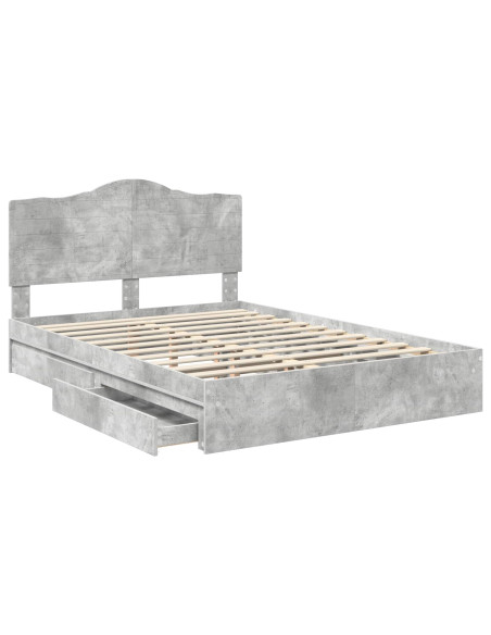 Letto con Contenitore con testiera Grigio cemento 150 x 200 cm